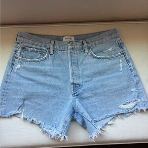 Agolde Women's Distressed Jean Shorts - Light Blue